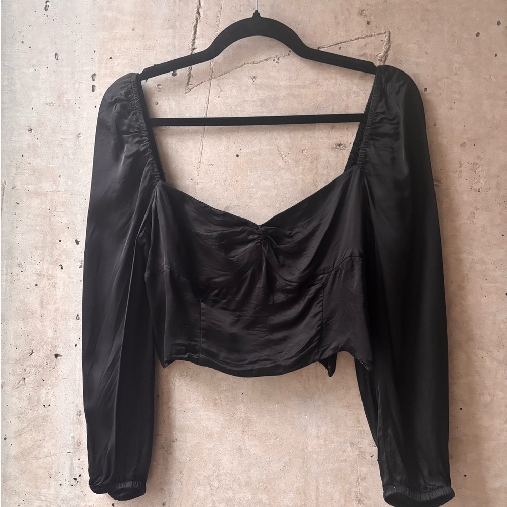 Silk Cropped Black Sunday Best Top
